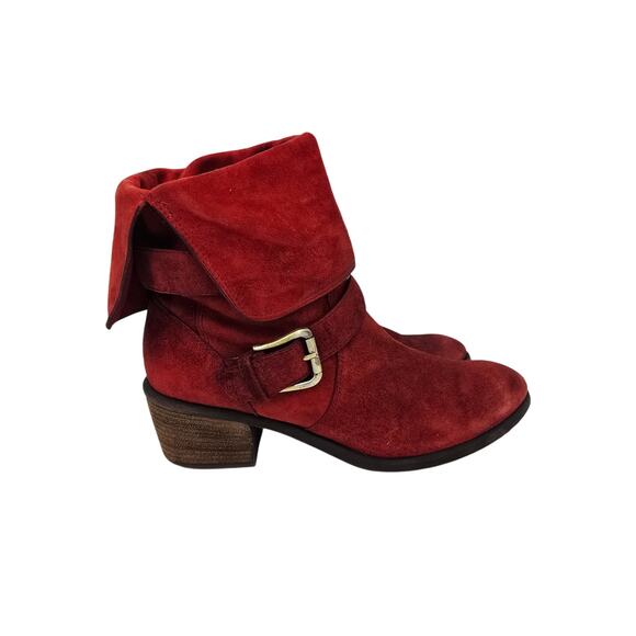 Donald J Pliner Shoes - Donald J. Pliner Danee Women's Fold-Over Suede Red Heeled Booties Red 8